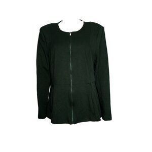 Lane Bryant Jacket Womens Plus Size 18 Solid All‎ Green Peplum Full Zip Stretch